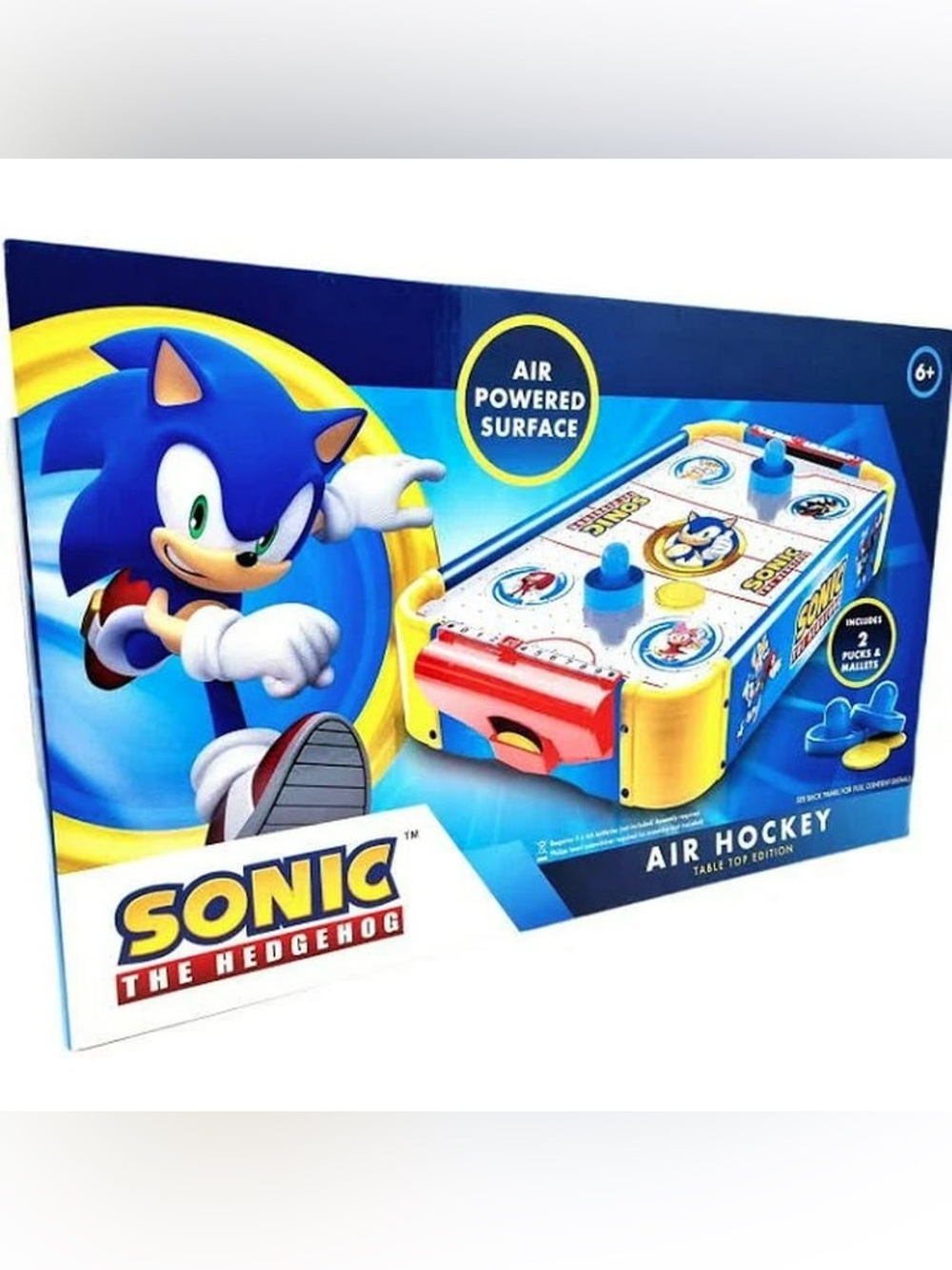 Kids Sonic The Hedgehog Air Hockey Table Top Edition & Sonic Croc Jibbitz - NWT